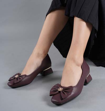 LUXE BELLE Women Heels Maroon � Buckle Bow Heels